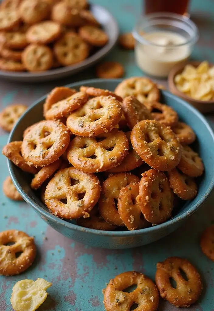27 Unique Snack Mix Recipes You Haven’t Tried Yet 53 27 Unique Snack Mix Recipes You Haven’t Tried Yet - 9. Spicy Garlic and Herb Pretzel Mix