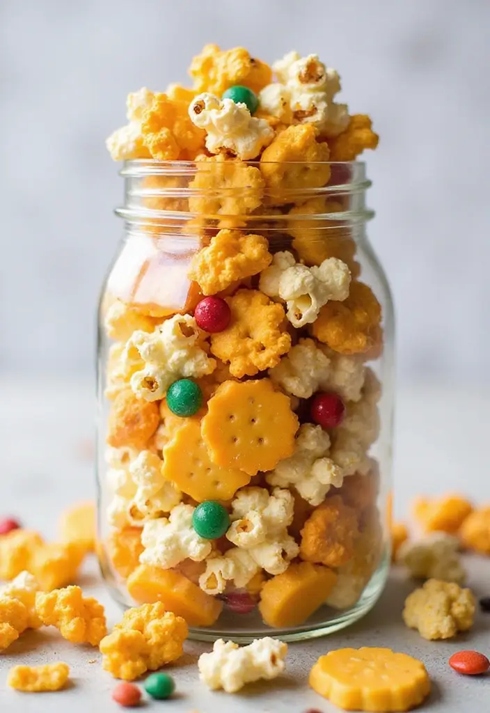 29 Christmas Snack Mix Recipes That Make Great Gifts 121 29 Christmas Snack Mix Recipes That Make Great Gifts - 19. Cheesy Popcorn Snack Mix