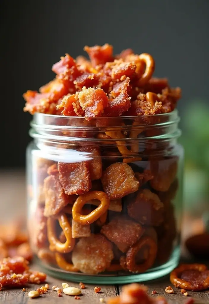 29 Christmas Snack Mix Recipes That Make Great Gifts 149 29 Christmas Snack Mix Recipes That Make Great Gifts - 23. Sweet and Savory Bacon Snack Mix