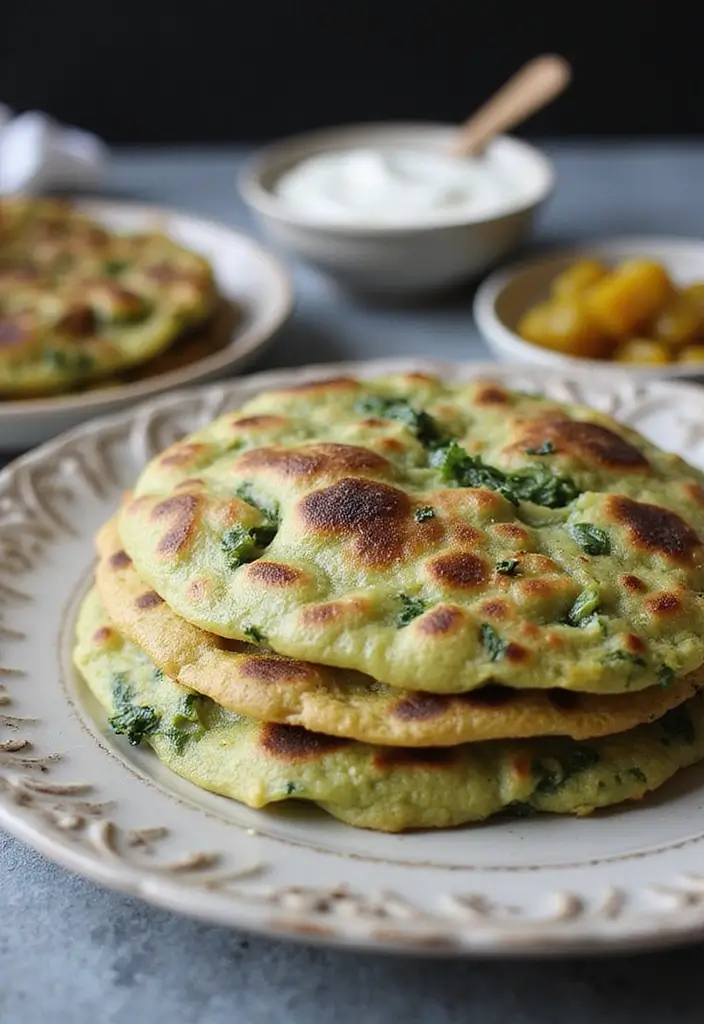 29 Healthy Indian Snack Recipes for Tea Time Gatherings 22 29 Healthy Indian Snack Recipes for Tea Time Gatherings - 4. Spinach and Cheese Stuffed Parathas