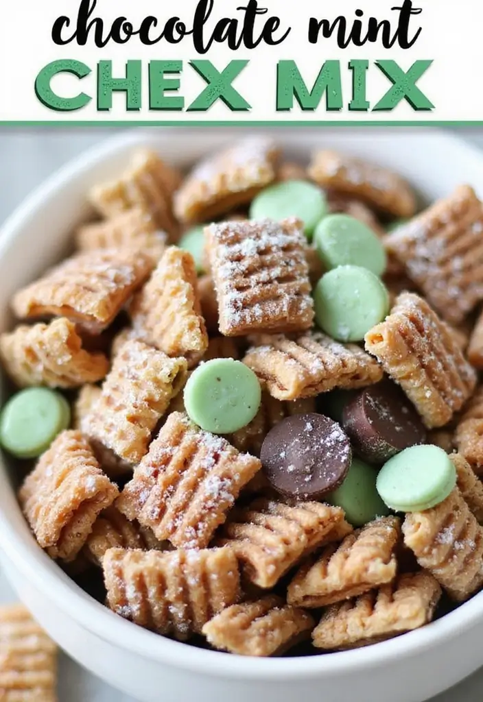30+ Chex Snack Mix Recipes for Every Occasion 157 30+ Chex Snack Mix Recipes for Every Occasion - 23. Chocolate Mint Chex Mix