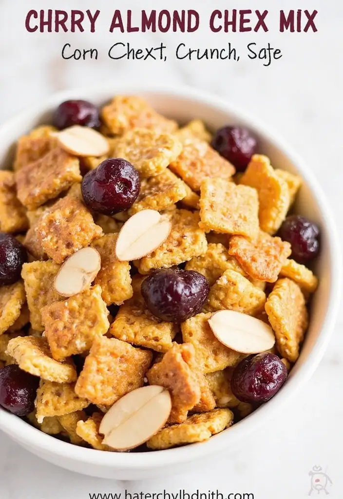 30+ Chex Snack Mix Recipes for Every Occasion 195 30+ Chex Snack Mix Recipes for Every Occasion - 29. Cherry Almond Chex Mix