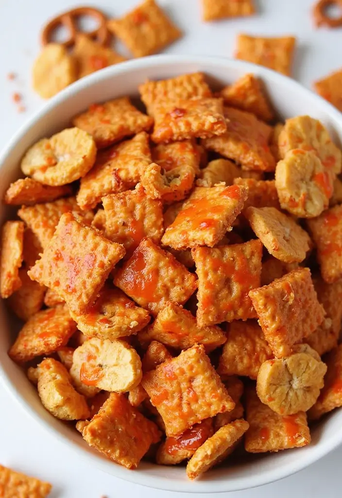 30+ Chex Snack Mix Recipes for Every Occasion 15 30+ Chex Snack Mix Recipes for Every Occasion - 3. Spicy Sriracha Chex Mix