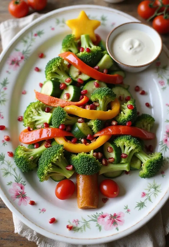 30+ Healthy Christmas Snack Recipes for Parties and Holiday Food Tables 1 30+ Healthy Christmas Snack Recipes for Parties and Holiday Food Tables - 1. Crunchy Veggie Christmas Tree