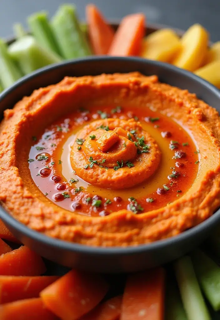 30+ Healthy Christmas Snack Recipes for Parties and Holiday Food Tables 85 30+ Healthy Christmas Snack Recipes for Parties and Holiday Food Tables - 13. Roasted Red Pepper Hummus