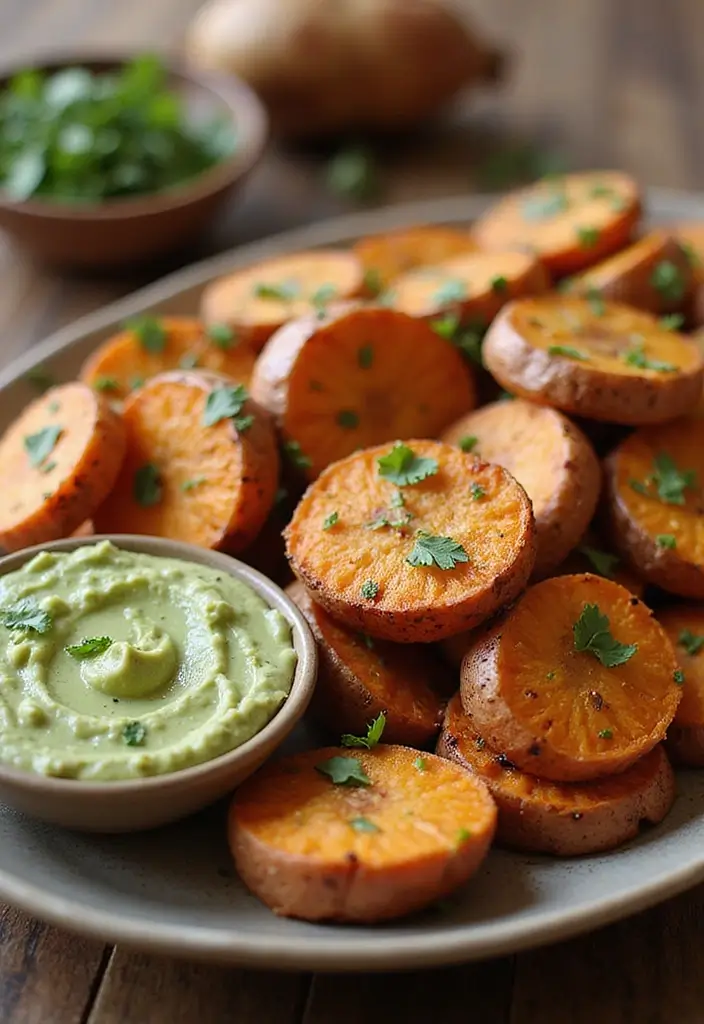 30+ Healthy Christmas Snack Recipes for Parties and Holiday Food Tables 8 30+ Healthy Christmas Snack Recipes for Parties and Holiday Food Tables - 2. Sweet Potato Bites with Avocado Dip