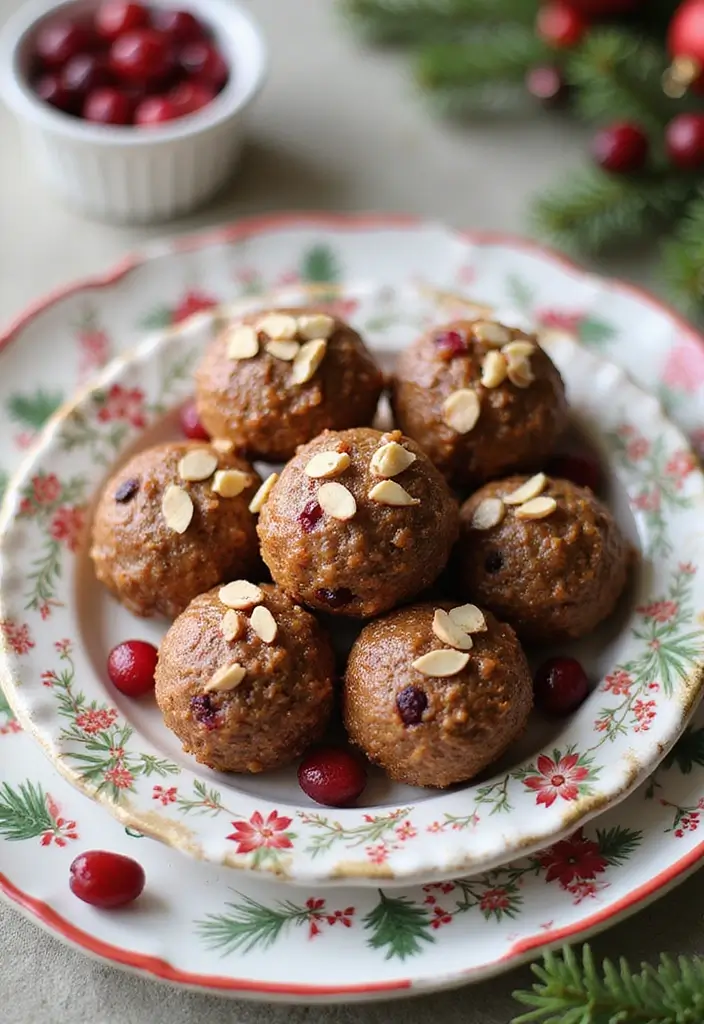 30+ Healthy Christmas Snack Recipes for Parties and Holiday Food Tables 15 30+ Healthy Christmas Snack Recipes for Parties and Holiday Food Tables - 3. Cranberry Almond Energy Balls