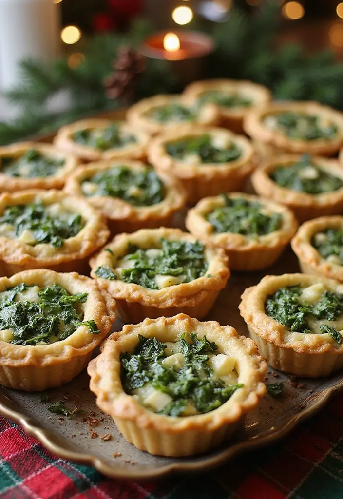 30+ Healthy Christmas Snack Recipes for Parties and Holiday Food Tables 22 30+ Healthy Christmas Snack Recipes for Parties and Holiday Food Tables - 4. Mini Spinach and Feta Quiches