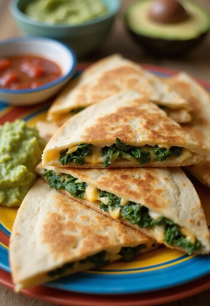 30+ Healthy Snack Recipes for Picky Eaters - 17. Spinach and Cheese Quesadillas