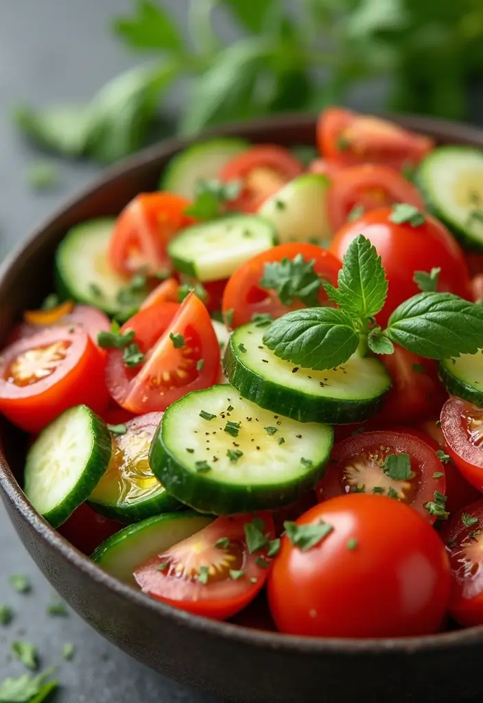 30+ Healthy Snack Recipes for Picky Eaters - 18. Tomato and Cucumber Salad