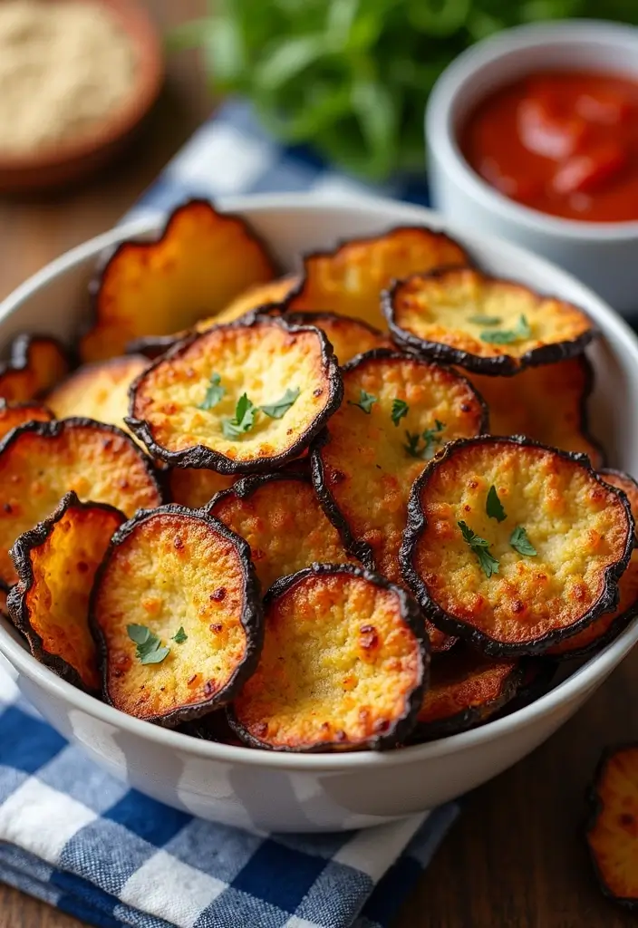30 Keto Air Fryer Snack Recipes for Low-Carb Treats - 14. Air Fryer Eggplant Chips