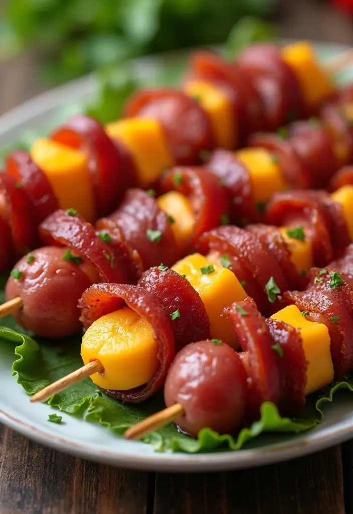 30 Keto Air Fryer Snack Recipes for Low-Carb Treats - 28. Air Fryer Meat and Cheese Skewers