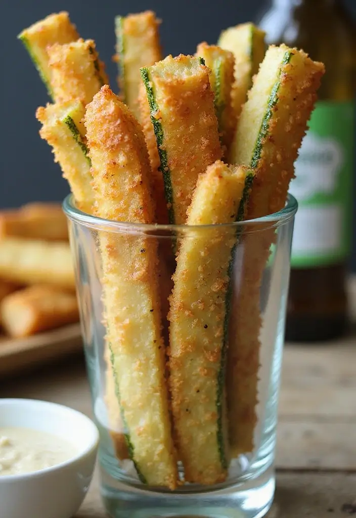 30 Keto Air Fryer Snack Recipes for Low-Carb Treats - 3. Zucchini Fries with Garlic Dip