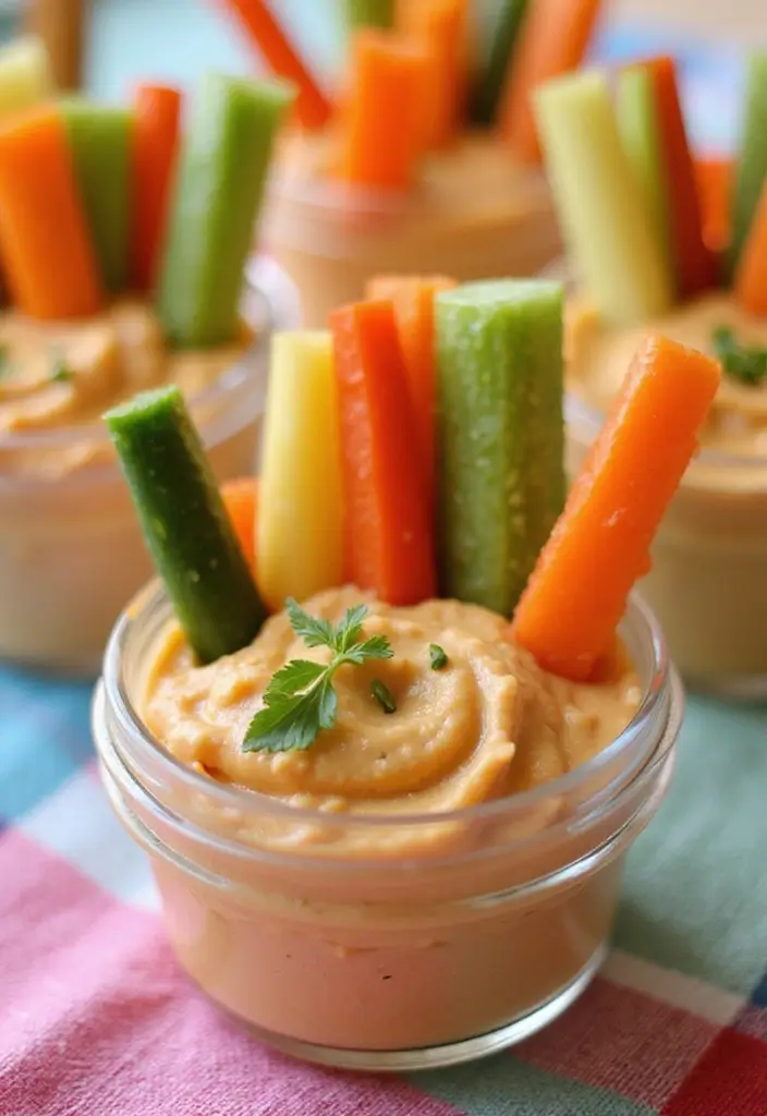 30+ Quick and Easy Snack Recipes No Bake for Busy Days 72 30+ Quick and Easy Snack Recipes No Bake for Busy Days - 12. Veggie and Hummus Cups