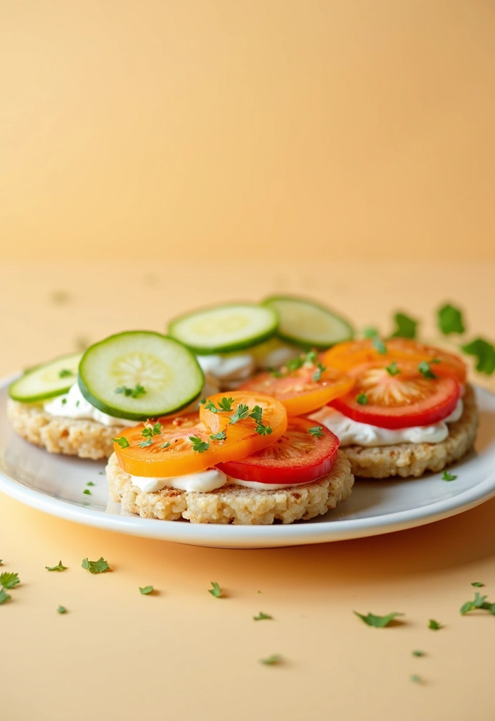 30+ Quick and Easy Snack Recipes No Bake for Busy Days 115 30+ Quick and Easy Snack Recipes No Bake for Busy Days - 19. Rice Cake with Cream Cheese and Veggies